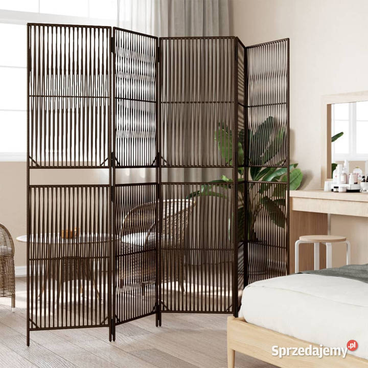 Parawan 5panelowy brązowy polirattan WM365397