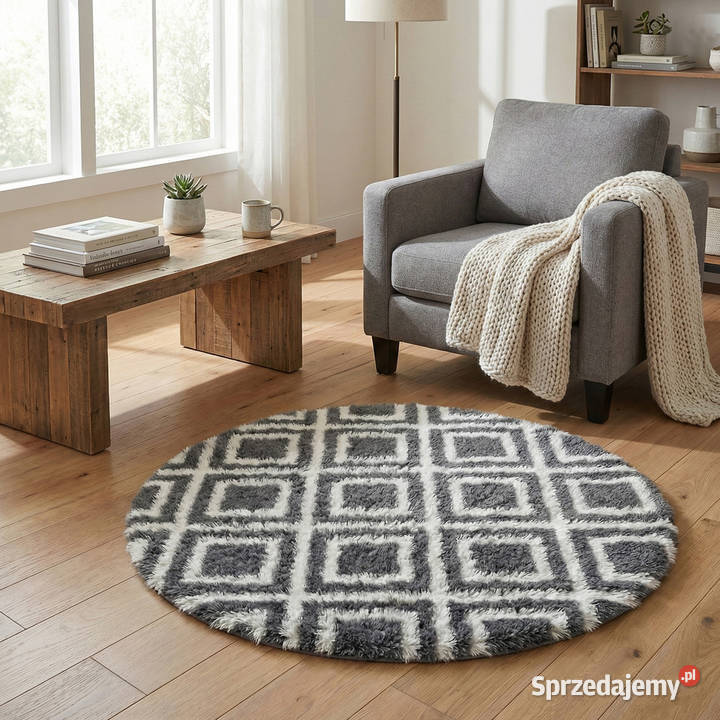 Dywan okrągły do salonu shaggy DECOR opolskie