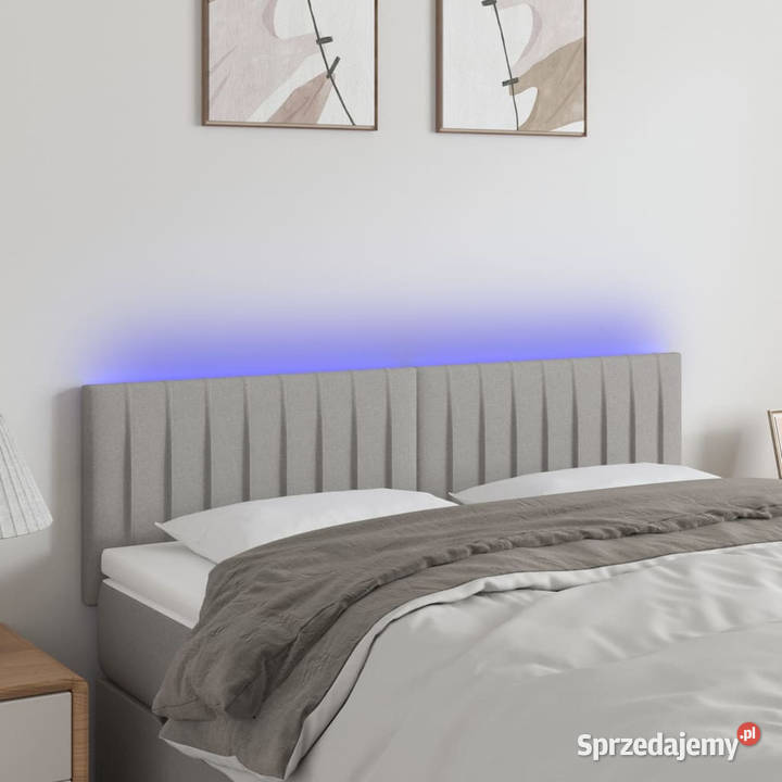 Zagłówek do łóżka z LED jasnoszary 144x5x7888 mazowieckie sprzedam