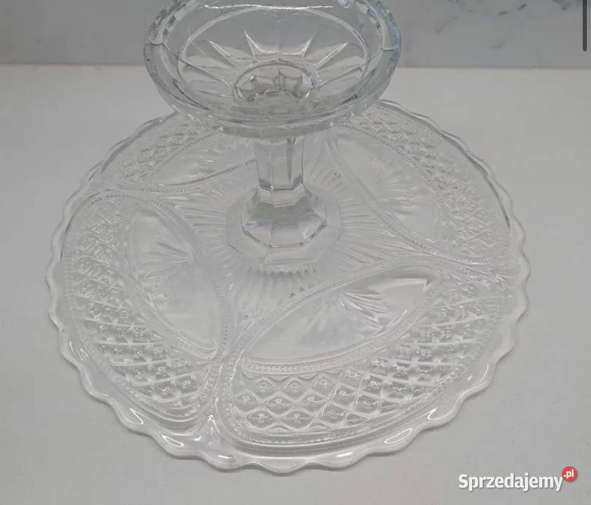 Patera szklana duża z lat PRLu Łódź