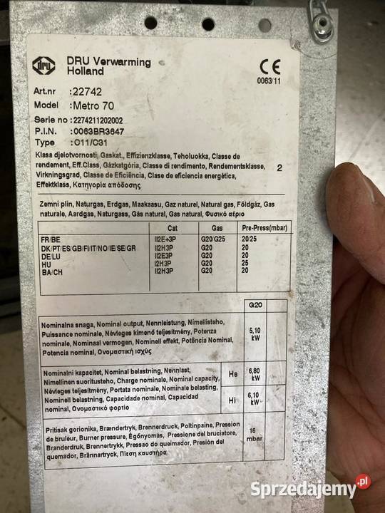 Kominek Gazowy DRU duża szyba imitacja drzewa śląskie sprzedam