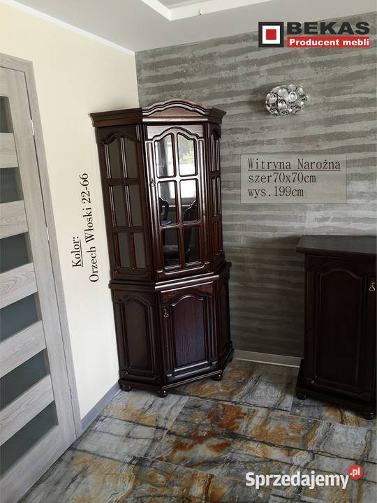 Stylowa NOWA Witryna Narożna Orzech Ciemny
