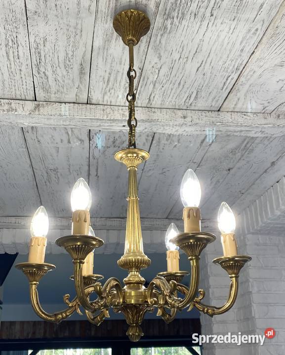 Francuski Żyrandol 27 mosiądz 6ram Antyk Kraków