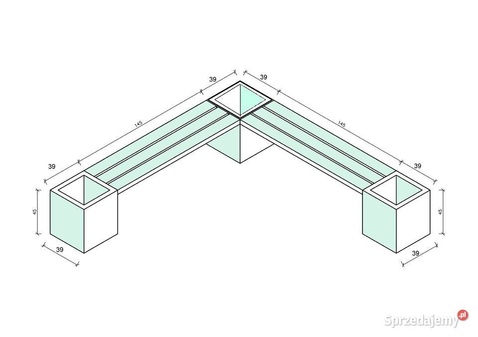 ławka z donicami narożna Beton architektoniczny 45cm