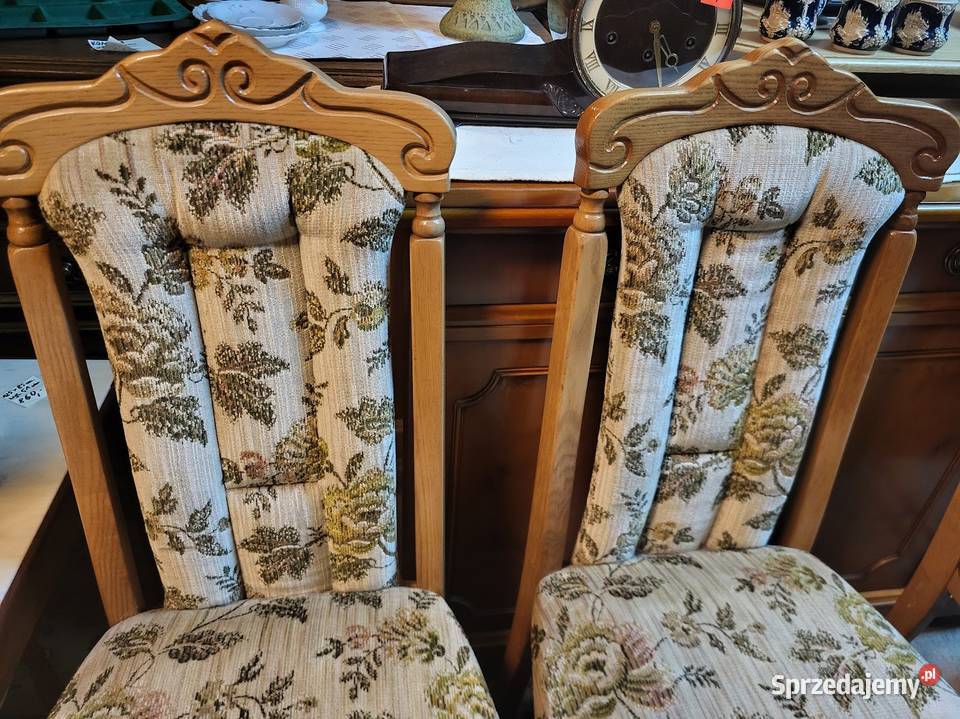 Stylowe solidne krzesła dębowe tapicerowane 6 Sypniewo sprzedam