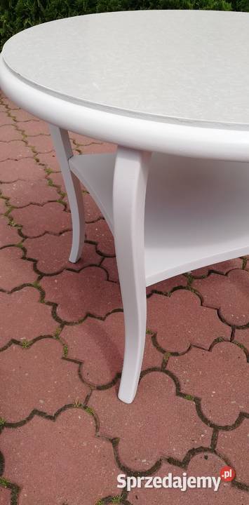 Stolik kawowy biały okrągły okolicznościowy