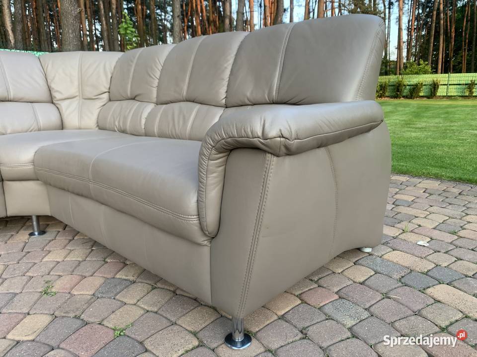 NIEMIECKI NAROŻNIK SKÓRA NATURALNA BEIGE GRAY śląskie Kalety sprzedam