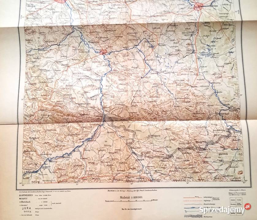 Stara Niemiecka Mapa Warszawa Warschau Antykwariat Gliwice sprzedam