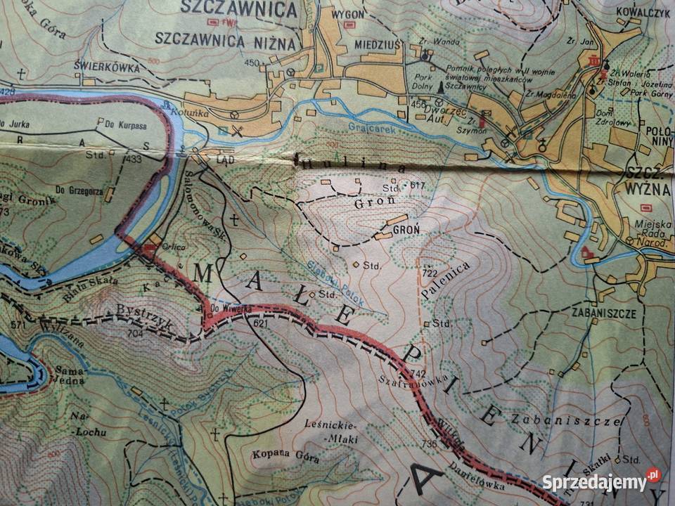Pieniński Park Narodowy mapa turystyczna 122 500 sprzedam