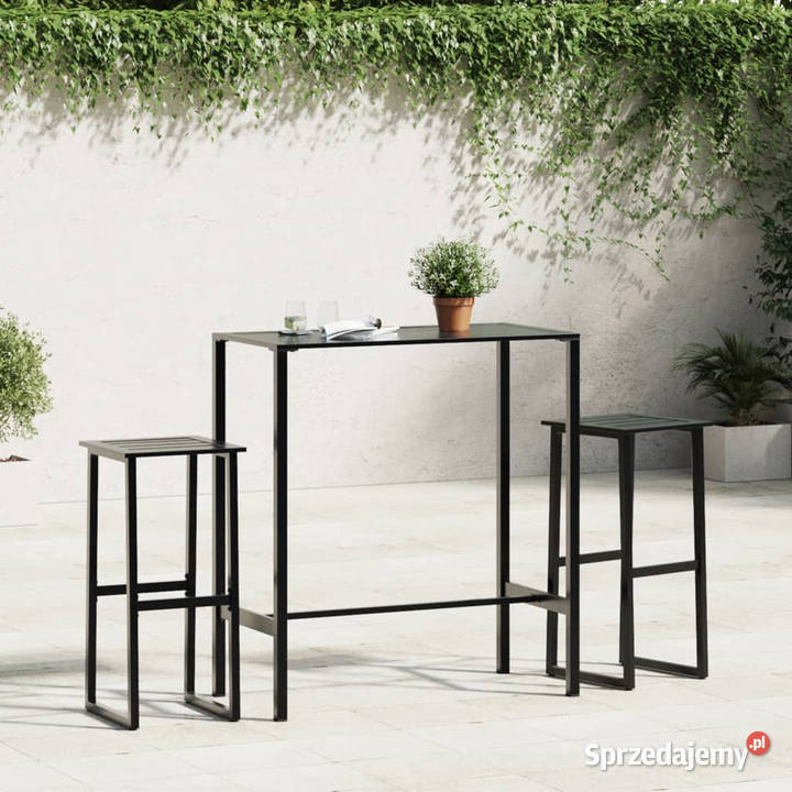 Stołki barowe 2 czarne 38x38x80 malowana stal