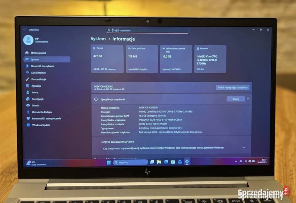 Biznes klasa Nowy HP 14 i58x440Ghz 16GB SSD zachodniopomorskie Koszalin