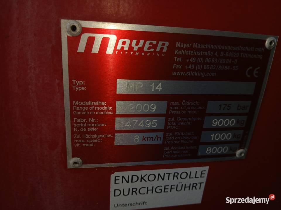 Paszowóz pionowy Siloking 14 m3 Typ MP 14 lubelskie Ryki