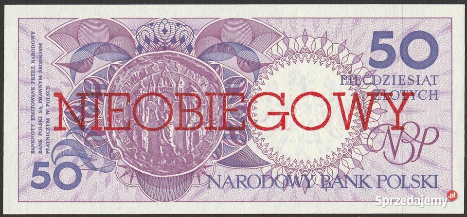 POLSKA 50 ZŁOTYCH 1990 NIEOBIEGOWY STAN BANKOWY Łódź
