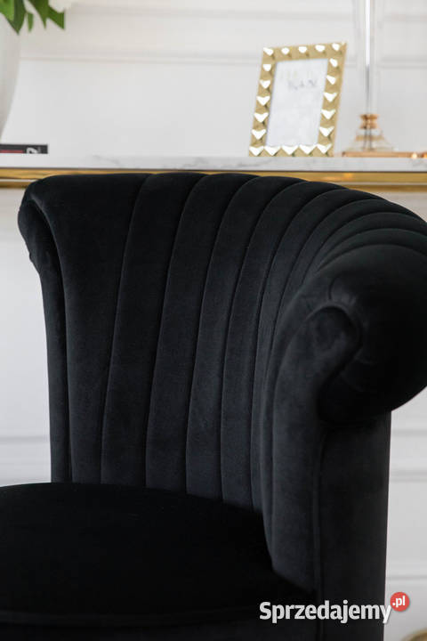 Designerski Fotel welwetowy czarny złoty FLOWER mazowieckie Warszawa