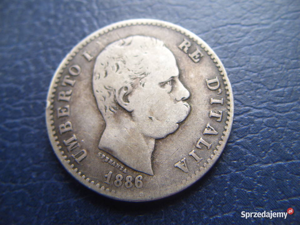Stare monety 1 lir 1886 Włochy srebro Numizmatyka Lesko