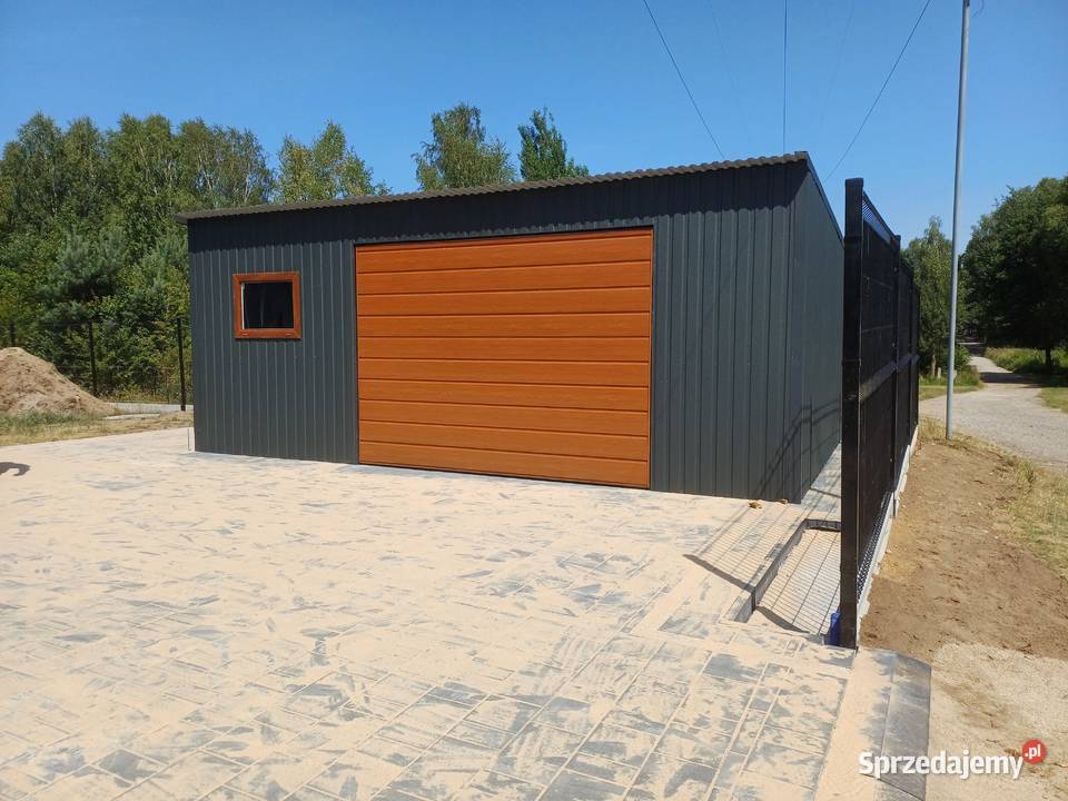 Jednospadowy GRAFITOWY GARAŻ BLASZANY Brama Okna 35m2 Przysucha