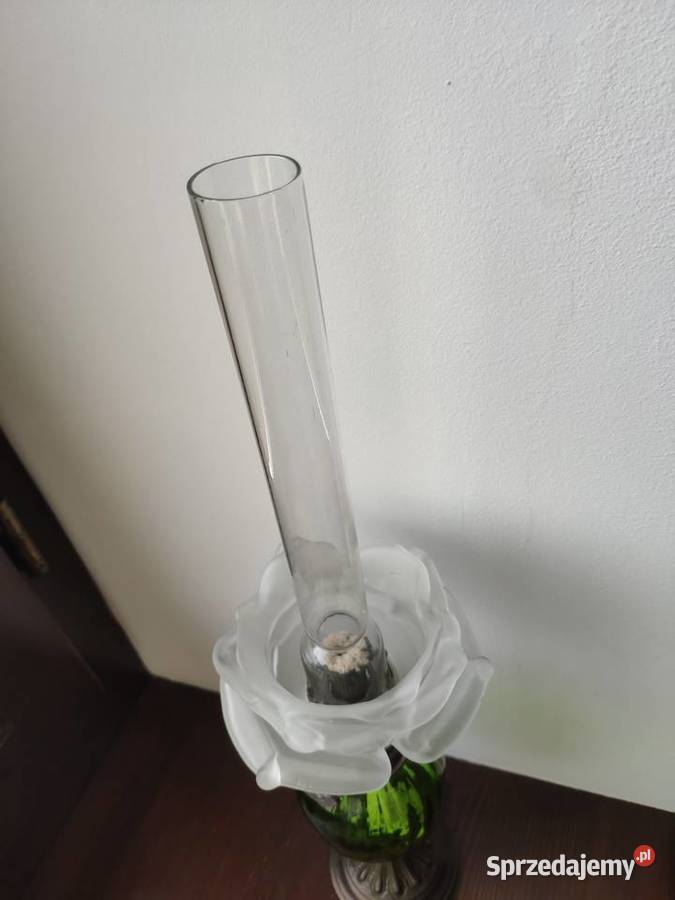 Stara francuska mini lampka naftowa cynkal szkło Kraków