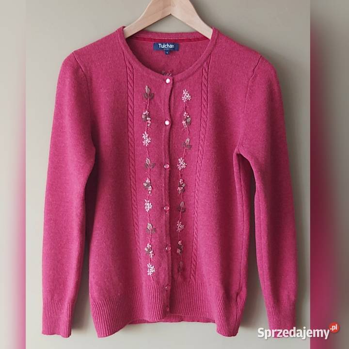 Piękny sweter Tulchan 100 lambswool rozmiar S czerwony Lublin