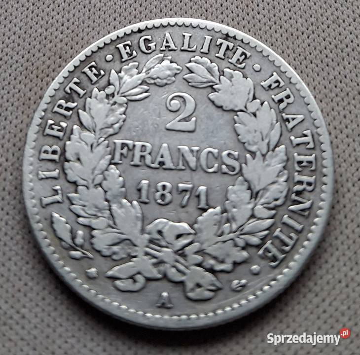 FRANCJA 2 FRANKI1871 r APARYŻ SREBRO O835CERES Legionowo sprzedam