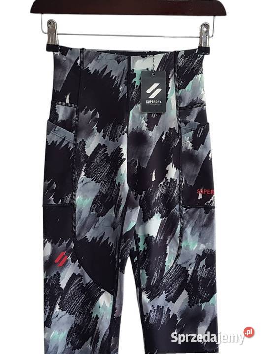 Damskie sportowe spodnie legginsy czarne szary/srebrny Spodnie Chrzanów