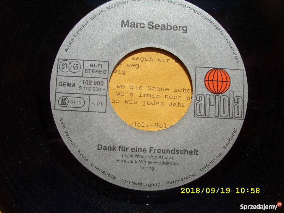 MARC SEABERGHOLIDAY Singiel winyl płyta winylowa Wołów sprzedam
