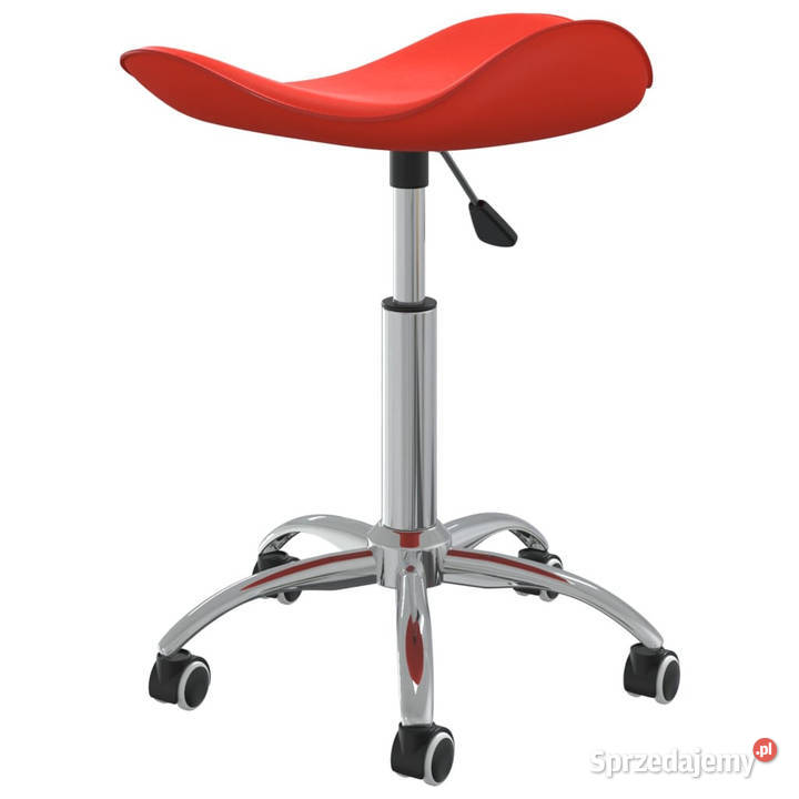 Taboret kosmetyczny czerwony sztuczna skóra Pozostałe