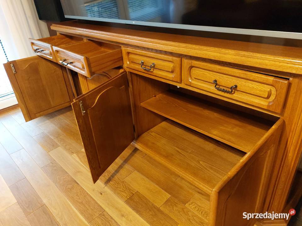 Piękna Komoda Dębowa duża 4 drzwiowa