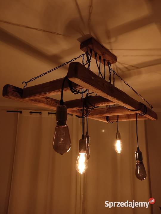 Ręcznie robiona lampa ze starego drewna Vintage pomorskie Gdańsk