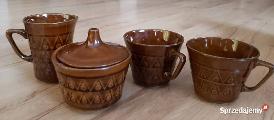 Porcelit Tułowice PRL odcienie brązowego Kluczbork