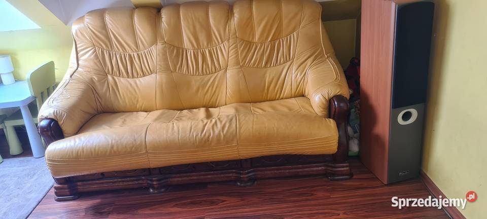 Sofa z funkcją spania skóra solidna 80cm
