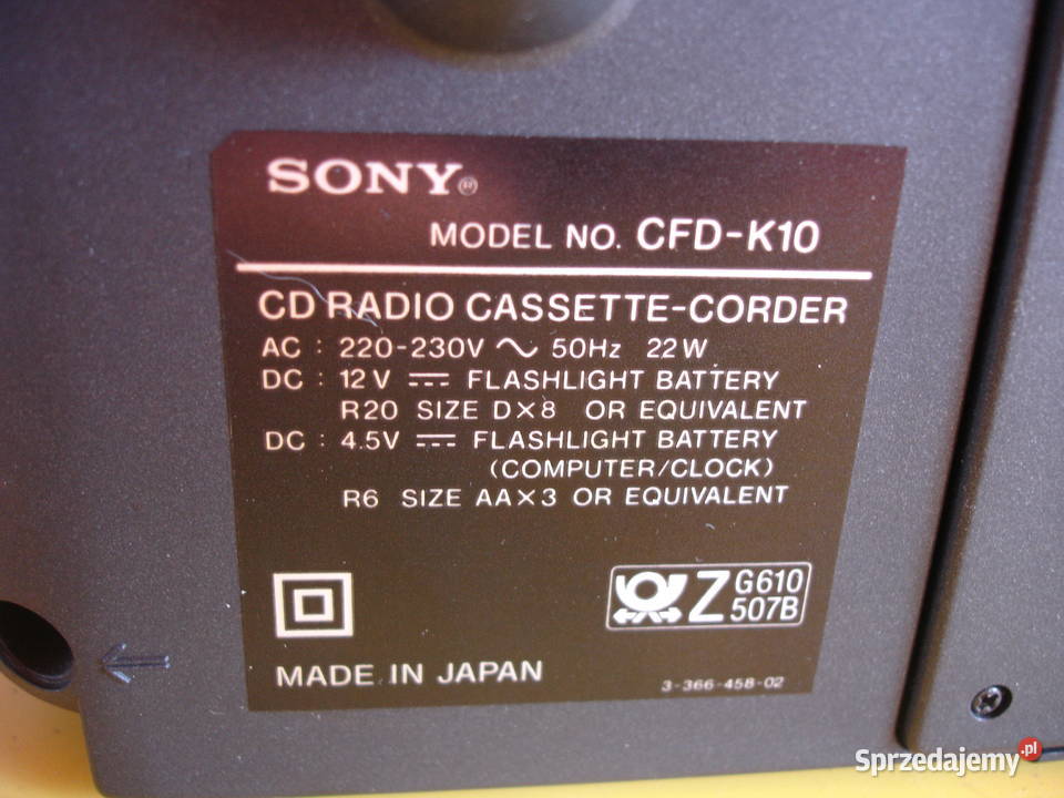 Radiomagnetofon z CD SONY CFDK10 Zielona Góra sprzedam