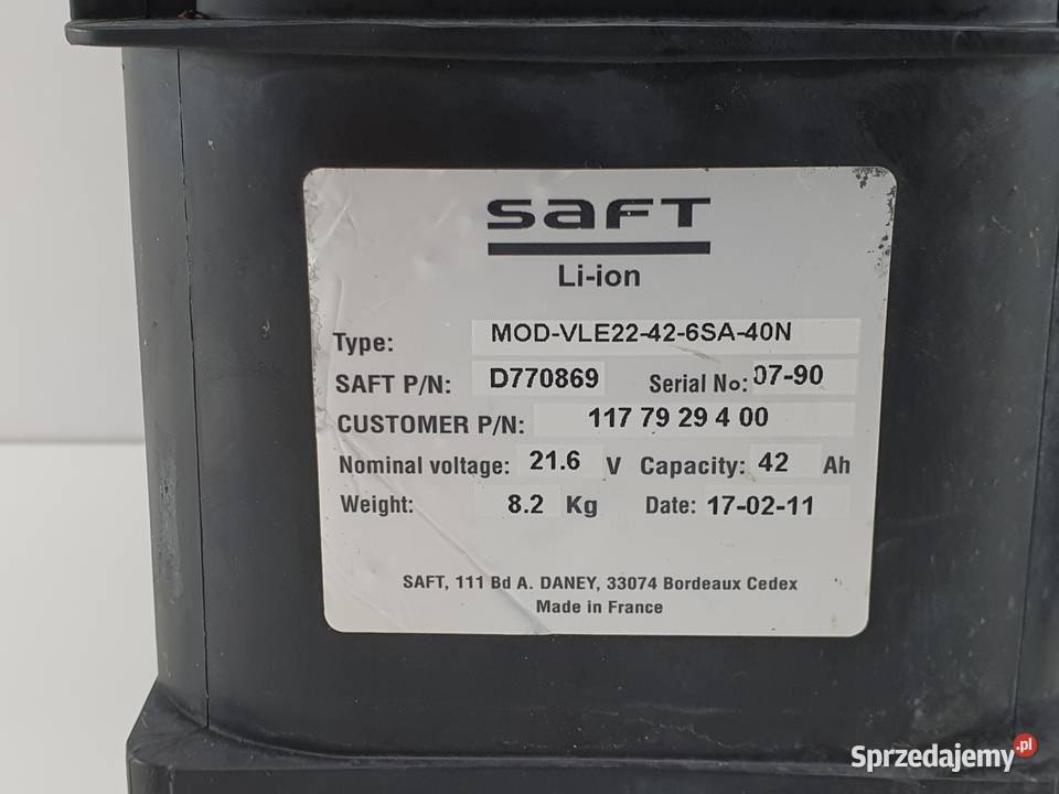 AKUMULATOR BETERIA SAFT LITOWOJonowy 216v 972Wh łódzkie Janowice sprzedam