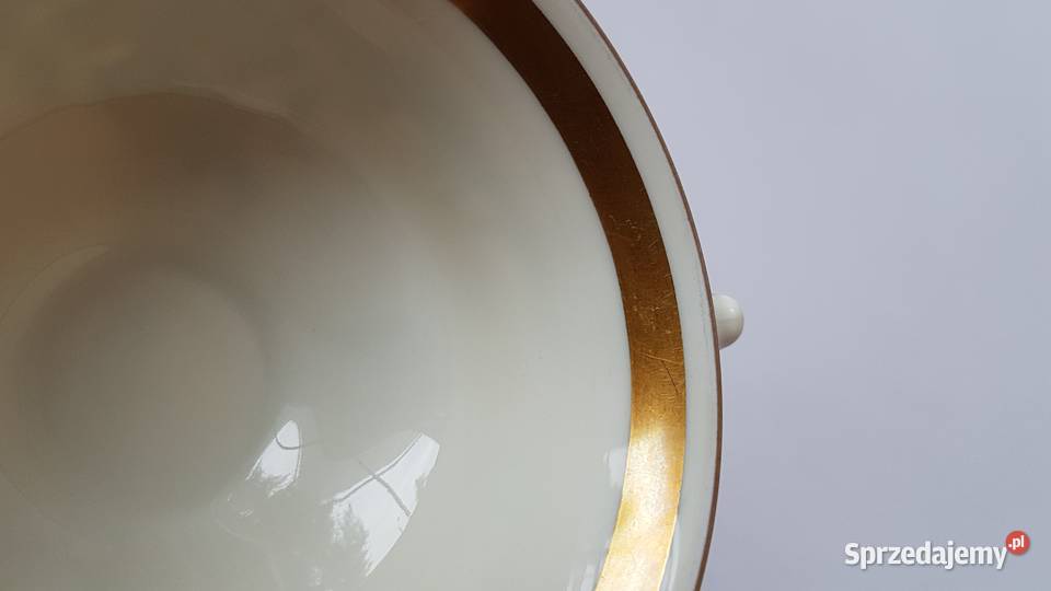 Trio filiżanka spodeczek talerzyk Złoty Liść KPM