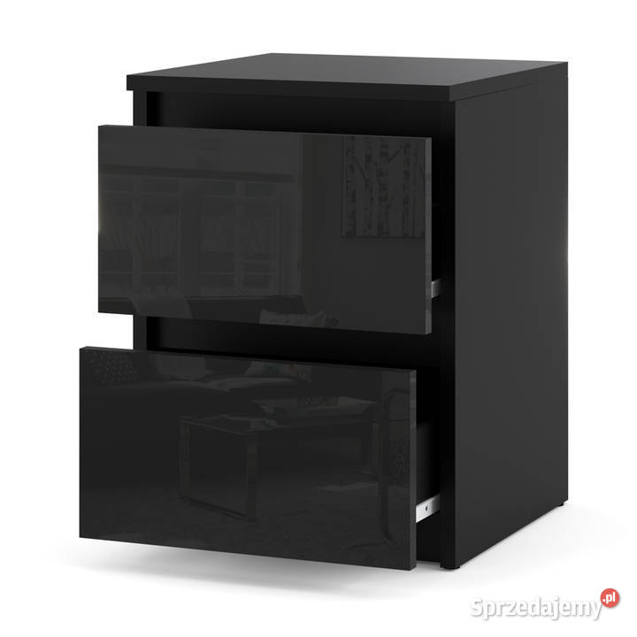 Stolik Nocny Czarny Połysk 2 Szuflady Nakastlik Elbląg
