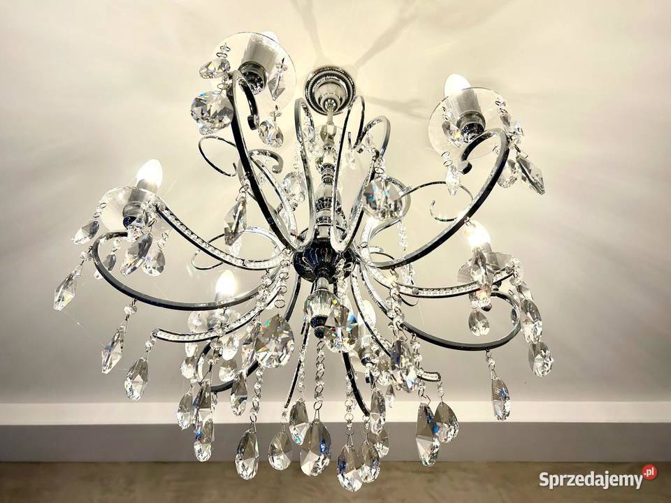 Żyrandol z kryształami górskimi lampa glamour