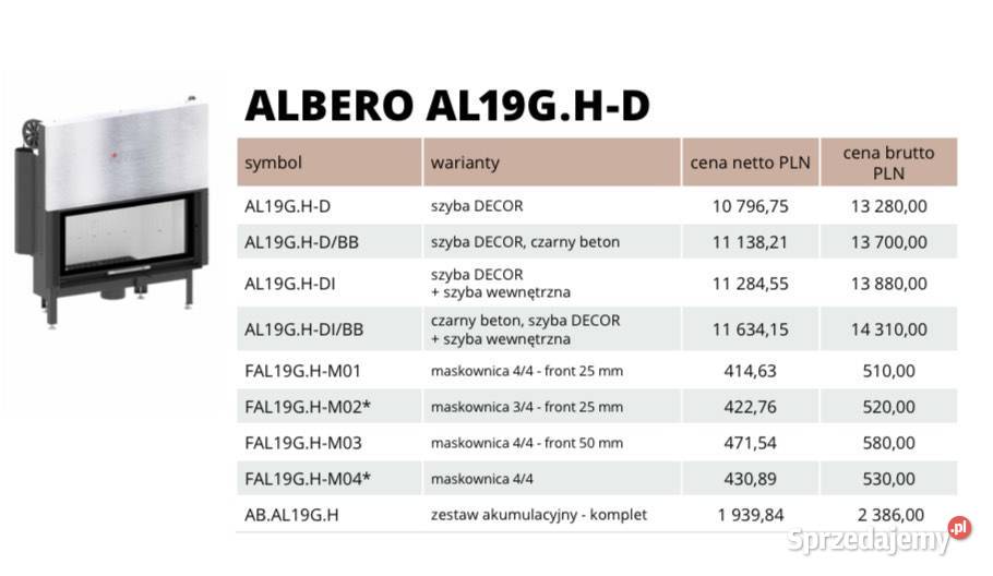 HITZE Nowoczesny wkład kominkowy ALBERO AL19GHD wielkopolskie Poznań sprzedam