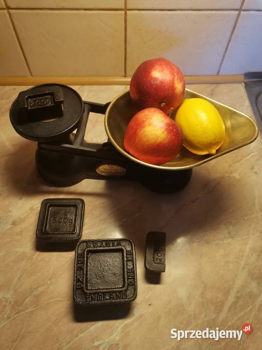 Stara Angielska waga szalkowa w stylu Art Deco Wagi i miarki kuchenne Kraków