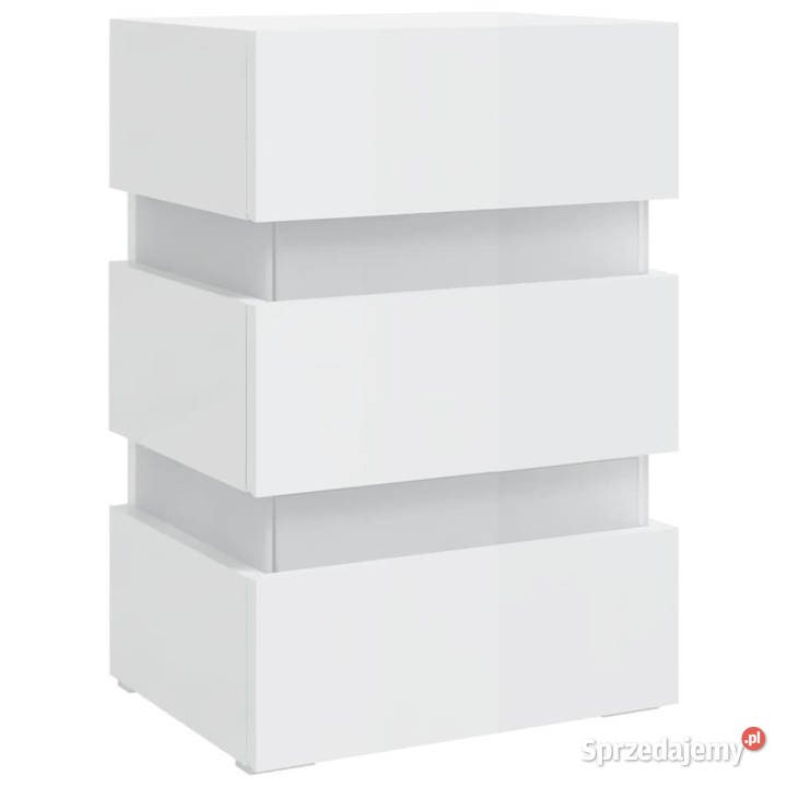 Szafka nocna z LED wysoki połysk biała 45x35x67 Nocne Warszawa