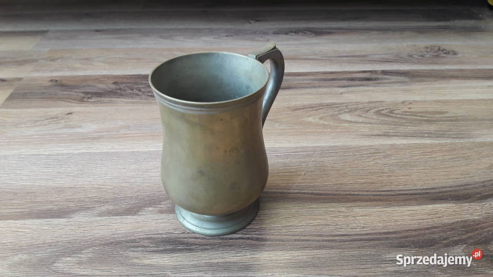 Stary mosiężny kufel kiedyś plater sygnowany pomorskie Gdynia