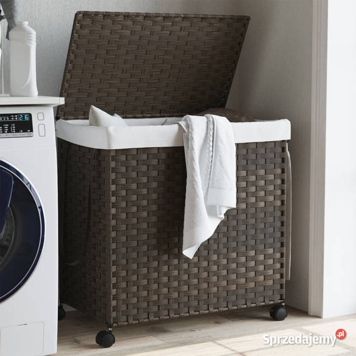 Kosz na pranie z kółkami ciemny brąz 60x35x605 mazowieckie