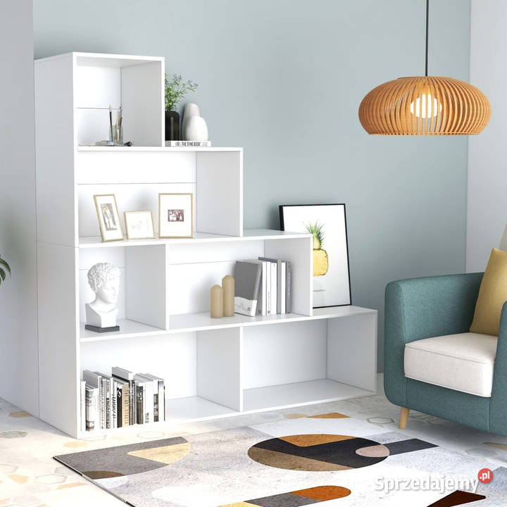 Regał na książki biały 155x24x160 materiał Warszawa