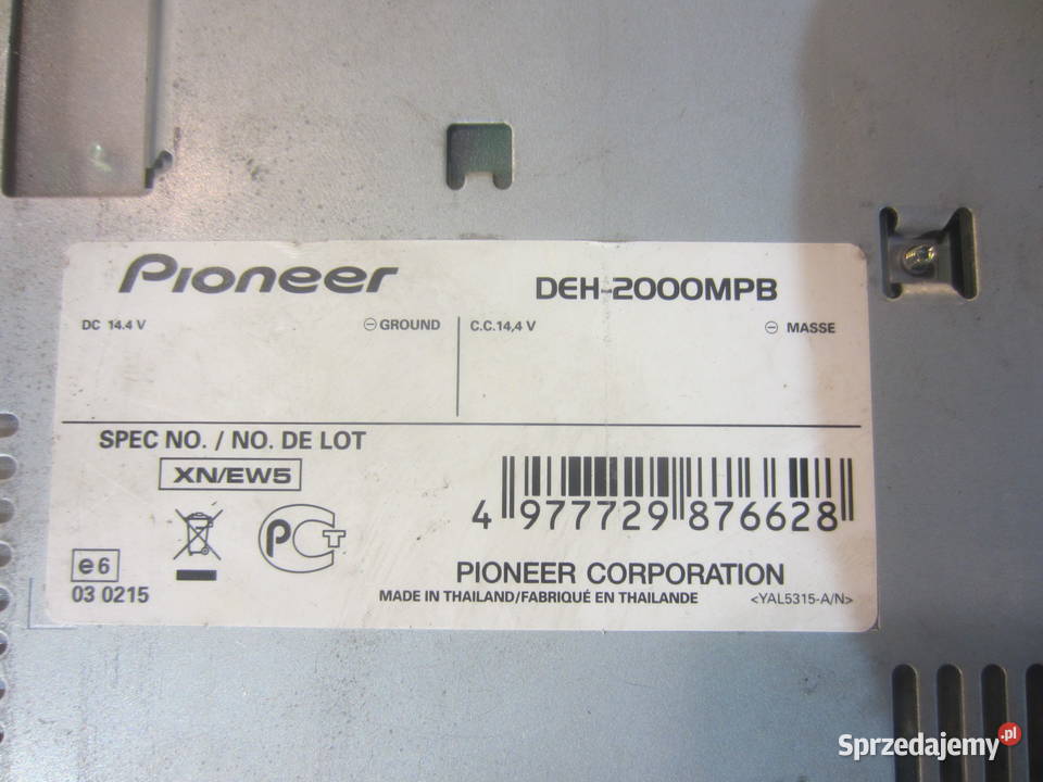 radio radioodtwarzacz CD pioneer deh2000mpb AUX Układ elektryczny