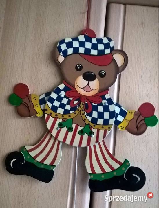 Zegar Polly i Miś Zawieszka do Pokoju Dekoracje i ozdoby Pokój dziecięcy Kraków