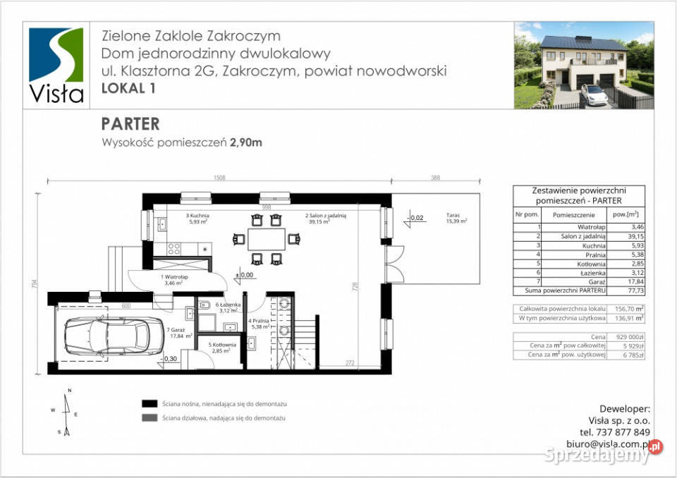 Zielone Zakole Zakroczym Energooszczędny dom garaż