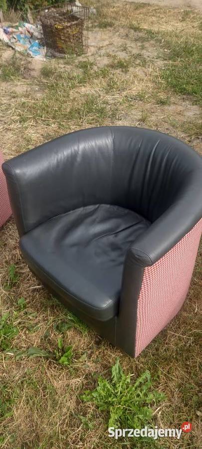 4 Fotele czarne skórzane klubowe dolnośląskie Rogoż