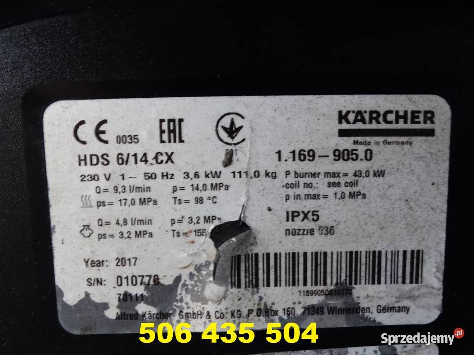 Myjka Ciśnieniowa Karcher HDS 614 CX 2017 duży mazowieckie Radom