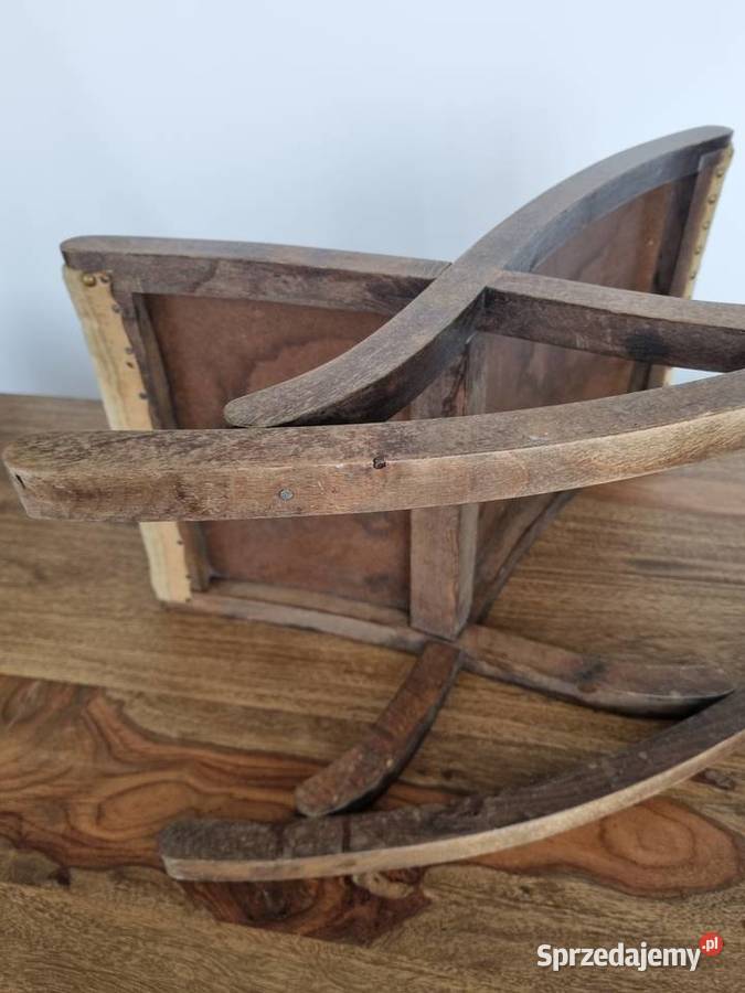 Podnóżek bujany okres międzywojenny lite drewno Płock