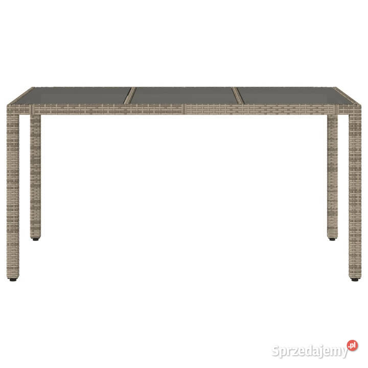 Stół ogrodowy ze szklanym blatem szary 150x90x75