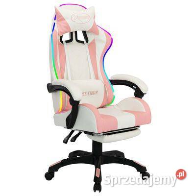 vidaXL Fotel gamingowy z LED RGB różowobiały Warszawa