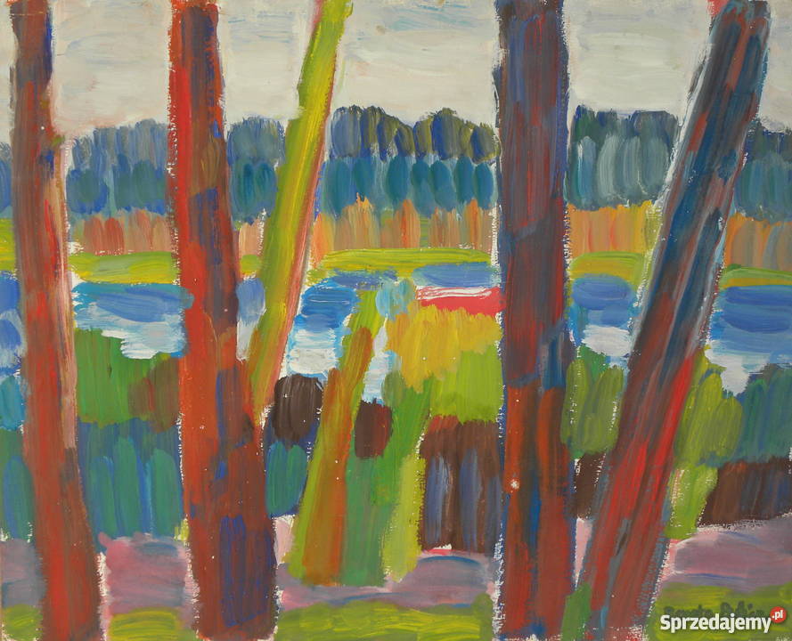 Park tempera oryinał aut Renata Bulicz Wojtkiewi Malarstwo Malarstwo Warszawa